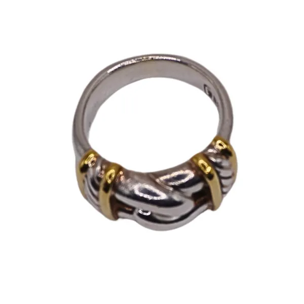 David Yurman Sterling Silver and 18k Yellow Gold Knot Cable Ring Image 2 Lumina Gem Hampstead, NC