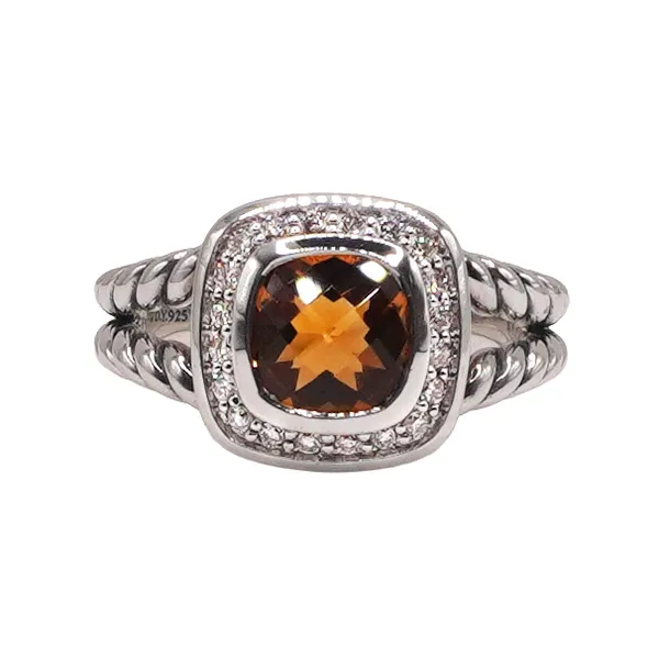David Yurman Sterling Silver Citrine and Diamond Halo Ring Lumina Gem Hampstead, NC