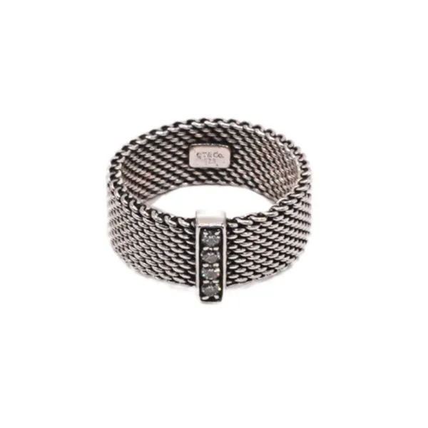Tiffany & Co Diamond and Sterling Silver Mesh Ring Image 2 Lumina Gem Hampstead, NC