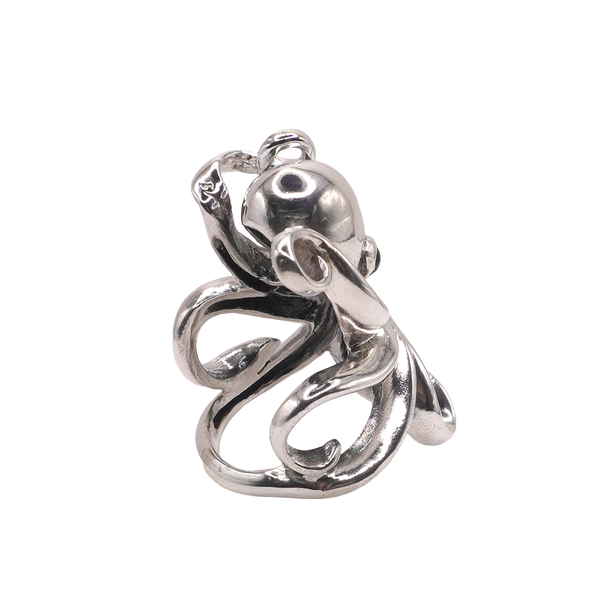Sterling Silver Octopus Ring with Green Cabochen Eyes Image 2 Lumina Gem Wilmington, NC