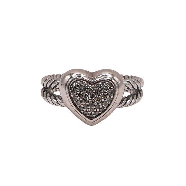 David Yurman Sterling Silver and Diamond Heart Ring Lumina Gem Wilmington, NC
