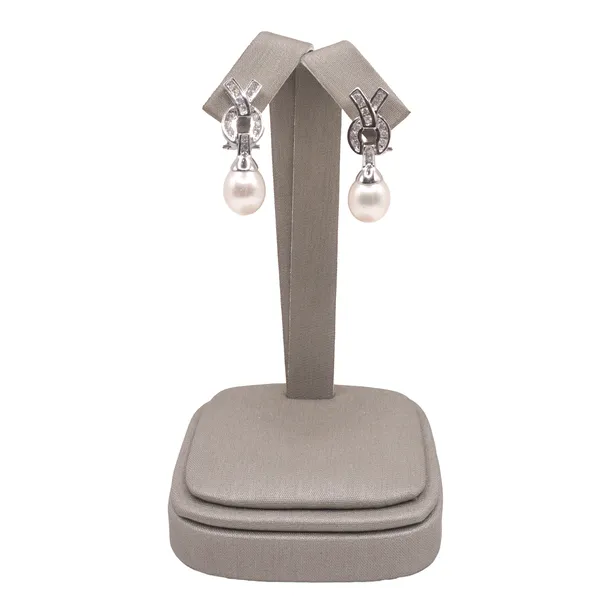 Freshwater Pearl and Diamond Earrings- 14k White Gold Lumina Gem Hampstead, NC