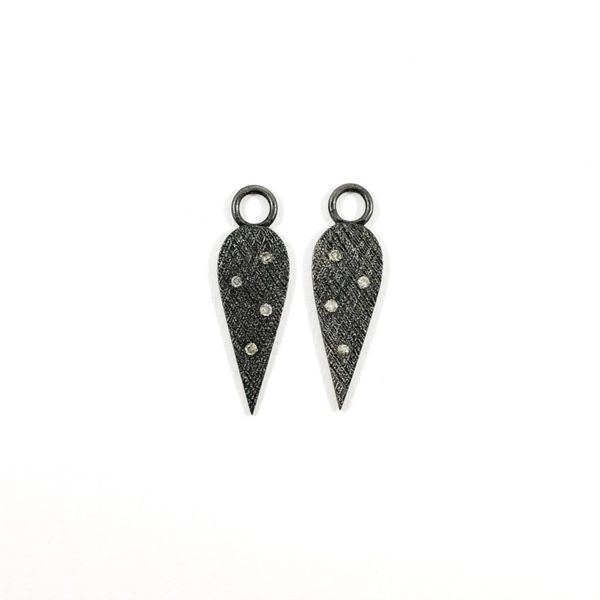 Nina Nguyen Champagne Diamond and Oxidized Sterling Silver Angel Wing Earring Charm - 20mm Lumina Gem Wilmington, NC