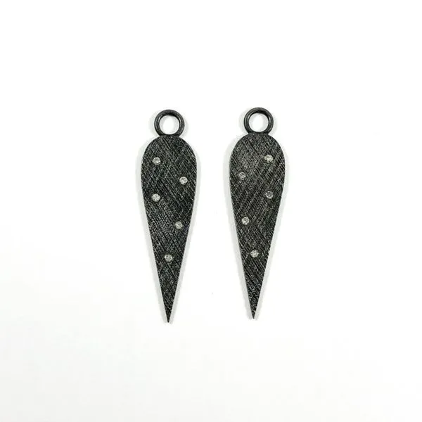 Nina Nguyen Champagne Diamond and Oxidized Sterling Silver Angel Wing Earring Charms - 30mm Lumina Gem Wilmington, NC