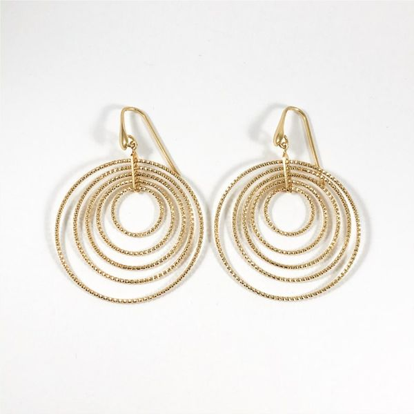 Charles Garnier Gold Plated Sterling Silver Concentric Circle Dangle Earrings Lumina Gem Wilmington, NC
