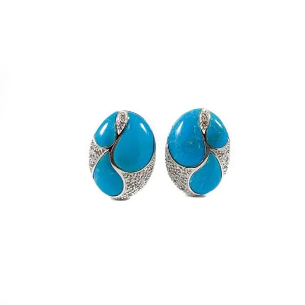 Turquoise and Silver Omega Back Earrings Lumina Gem Wilmington, NC