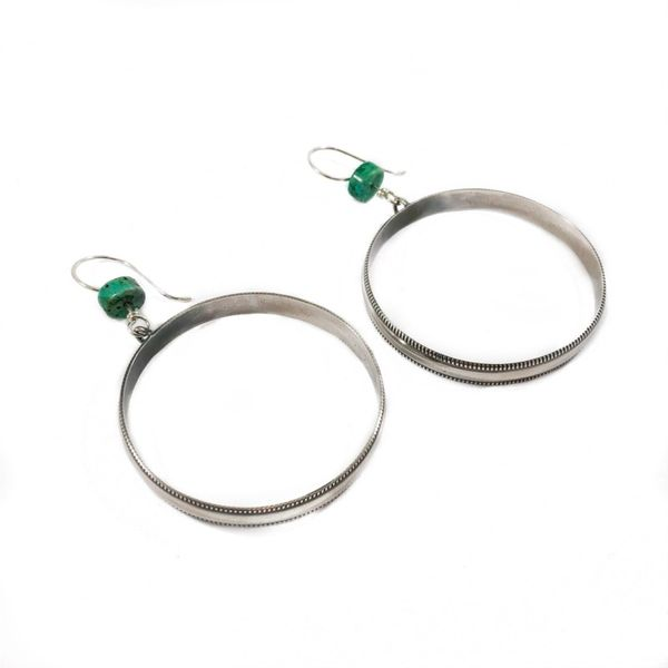 The Elk and Owl Sterling Silver Hoops with Turquoise Accents Lumina Gem Wilmington, NC