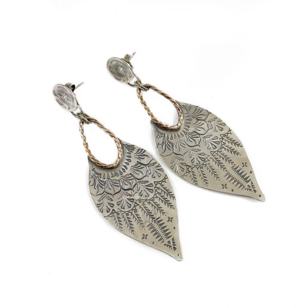 The Elk and Owl Sterling Silver Berkat Earrings with Bronze Accents Lumina Gem Wilmington, NC