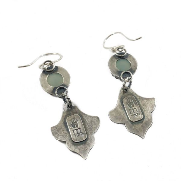The Elk and Owl Sterling Silver Earrings with Chalcedony Stones Image 2 Lumina Gem Wilmington, NC