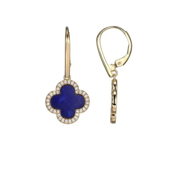 Charles Garnier Lapis and CZ Dangle Earrings - Gold Plated Lumina Gem Wilmington, NC