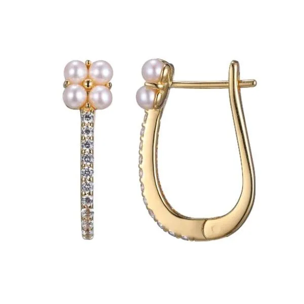 Charles Garnier Pearl and CZ Hoops-18k Plated Lumina Gem Wilmington, NC