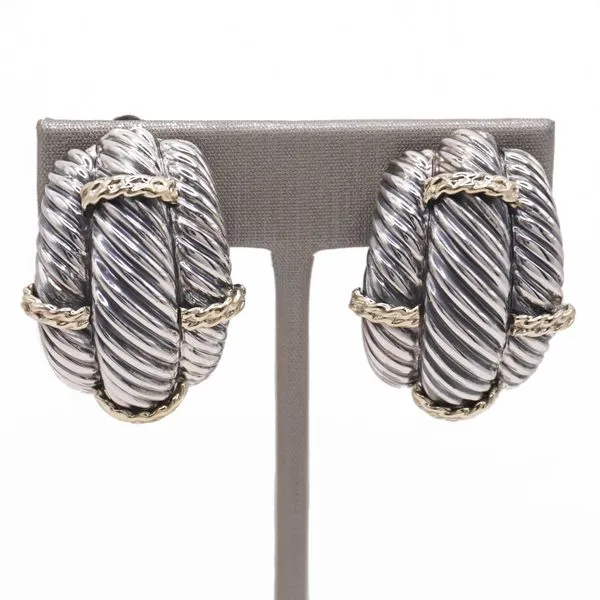 David Yurman Two Tone Triple Row Clip-On Earrings Lumina Gem Wilmington, NC