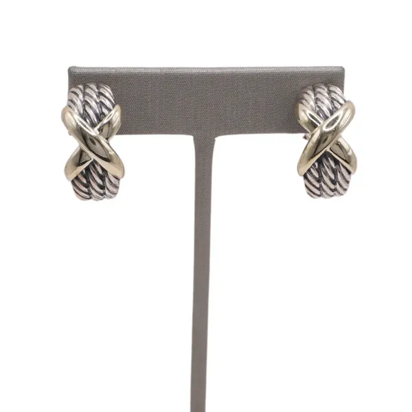 David Yurman Two-Tone X Earrings with Omega Backs Lumina Gem Wilmington, NC