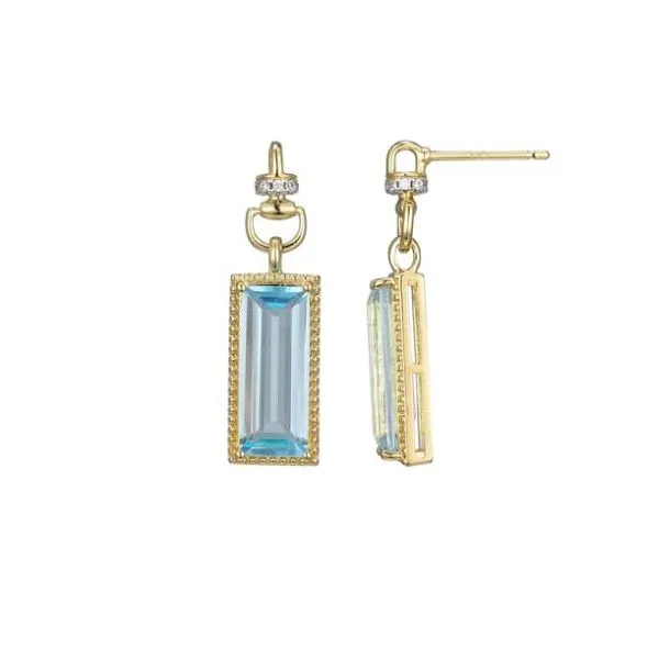 Charles Garnier Blue Topaz and CZ Dangle Earrings Lumina Gem Hampstead, NC