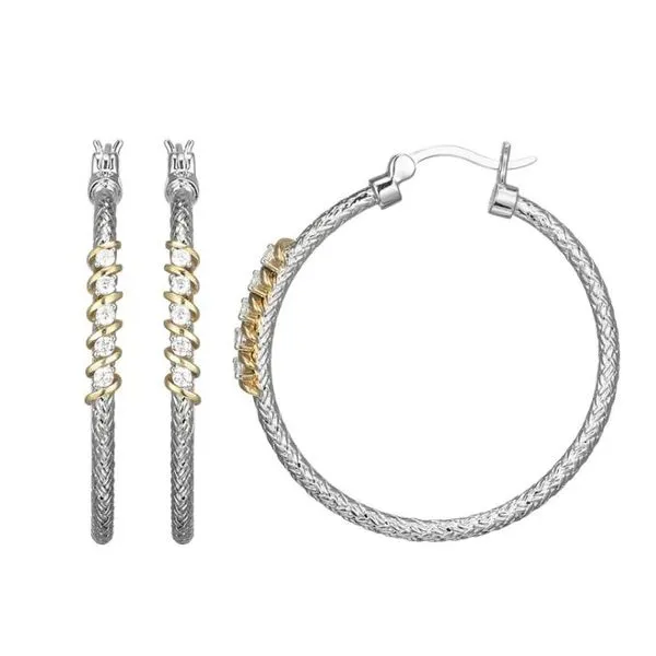 Charles Garnier Hoops with CZ and Gold Plated Stations- Sterling Silver Lumina Gem Hampstead, NC