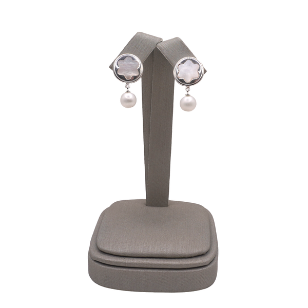 Mont Blanc Mother of Peal and Pearl Dangle Earrings in Sterling Silver Lumina Gem Wilmington, NC