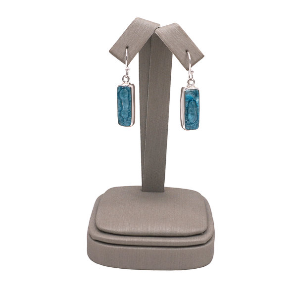 Sterling Silver Blue Glass Dangle Bar Earrings Lumina Gem Wilmington, NC