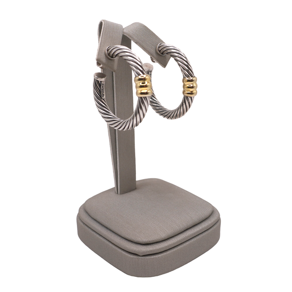 David Yurman Sterling Silver and 18k Yellow Gold Hoop Earrings Image 2 Lumina Gem Wilmington, NC