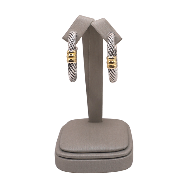 David Yurman Sterling Silver and 18k Yellow Gold Hoop Earrings Lumina Gem Wilmington, NC