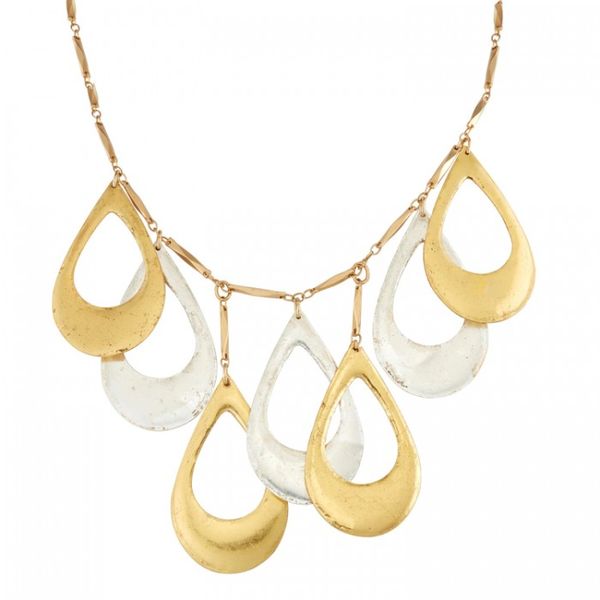 Evocateur Athena Gold and Silver Leaf Necklace - 17