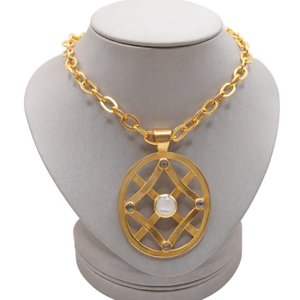 Julie Vos 24k Plated Brass Necklace with Mother of Pearl Accents Lumina Gem Hampstead, NC
