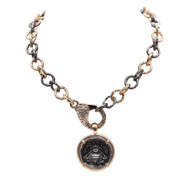 Elisabeth Pohle Designs Bee Coin Pendant Necklace Lumina Gem Hampstead, NC