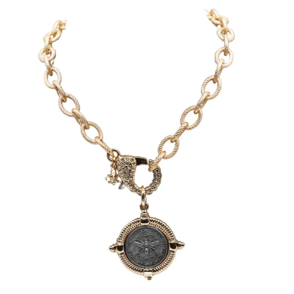 Elisabeth Pohle Designs Bee Coin Pendant Necklace Lumina Gem Hampstead, NC