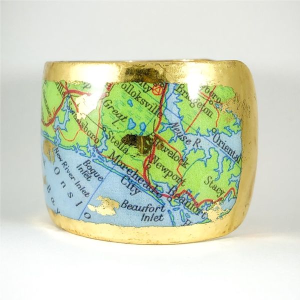Evocateur Custom Cuff Featuring Map of Wilmington - 22k Yellow Gold Image 3 Lumina Gem Wilmington, NC