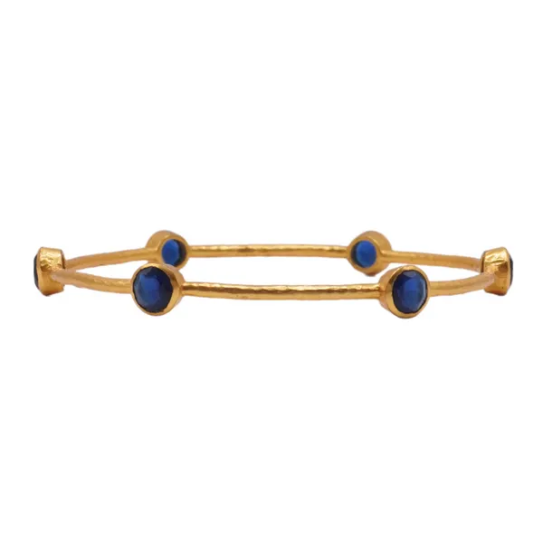 Julie Vos 24k Plated Brass Bangle with Blue Stone Stations Lumina Gem Hampstead, NC