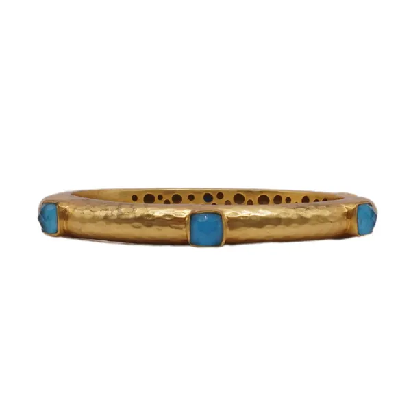 Julie Vos 24k Plated Brass Hinged Bangle with Turquoise Colored Stones Lumina Gem Hampstead, NC