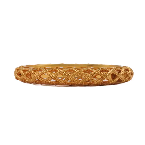 Julie Vos 24k Plated Brass Hinged Bangle with a Basket Weave Texture Lumina Gem Hampstead, NC
