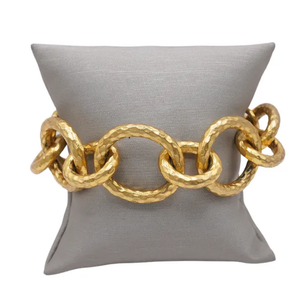 Julie Vos 24k Plated Brass Hammered Link Bracelet Lumina Gem Wilmington, NC