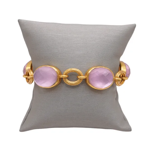 Julie Vos 24k Plated Brass and Pink Stone Link Bracelet Lumina Gem Hampstead, NC