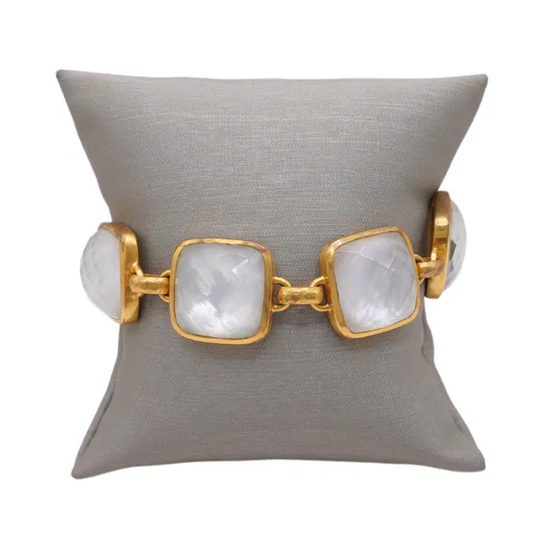 Julie Vos 24k Plated Brass and Mother of Pearl Link Bracelet Lumina Gem Hampstead, NC