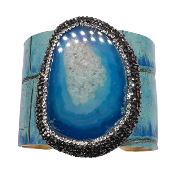 Elisabeth Pohle Designs Turquoise Cuff with Blue Agate Lumina Gem Hampstead, NC