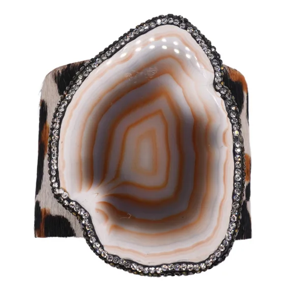 Elisabeth Pohle Designs Cheetah Print Fur with White and Tan Agate Lumina Gem Hampstead, NC