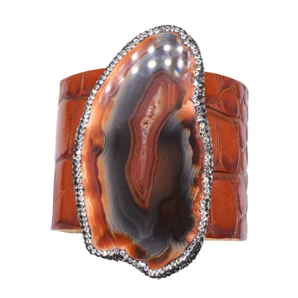 Elisabeth Pohle Designs Brown Leather with Brown and Black Agate Lumina Gem Hampstead, NC