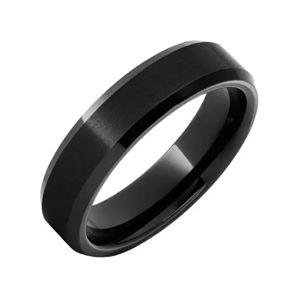 6mm Black Ceramic Beveled Edge Band Lumina Gem Wilmington, NC