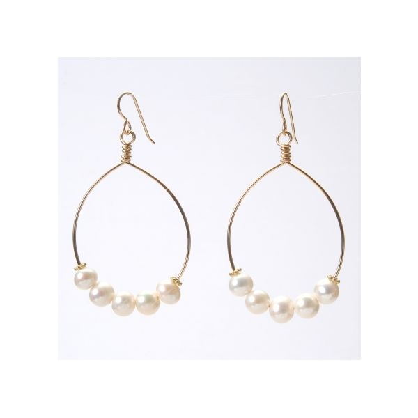 Wendy Perry Designs Cristina Cinq Pearl Earrings - Gold Filled Lumina Gem Wilmington, NC