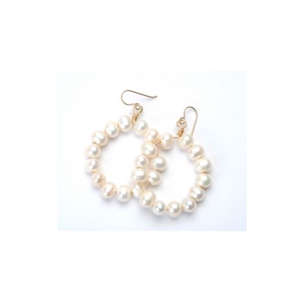 Wendy Perry Designs Cristina Pearl Hoops - Gold Filled Lumina Gem Wilmington, NC