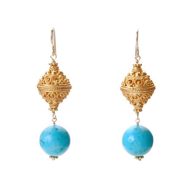 Wendy Perry Designs Bali Howlite Earrings - Gold Vermeil Lumina Gem Wilmington, NC