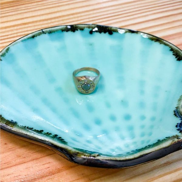 Blue Space Pottery Icy Mint Scallop Shell Ring Dish Image 2 Lumina Gem Wilmington, NC