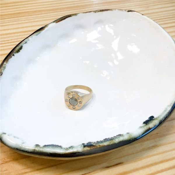 Blue Space Pottery White Abalone Ring Dish Image 2 Lumina Gem Wilmington, NC