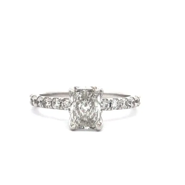 14KT White Gold Engagement Ring | 0.97CT Radiant Lab-Grown Diamond & 0.50CT Round Diamonds with Hidden Halo MarBill Jewelers Belle Vernon, PA