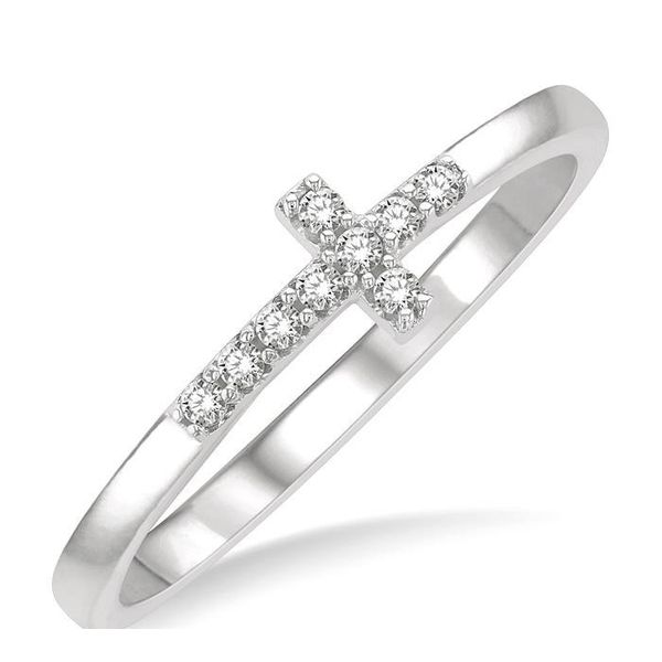 10K White Gold Petite Cross Ring – 0.10 CTW Diamonds MarBill Jewelers Belle Vernon, PA