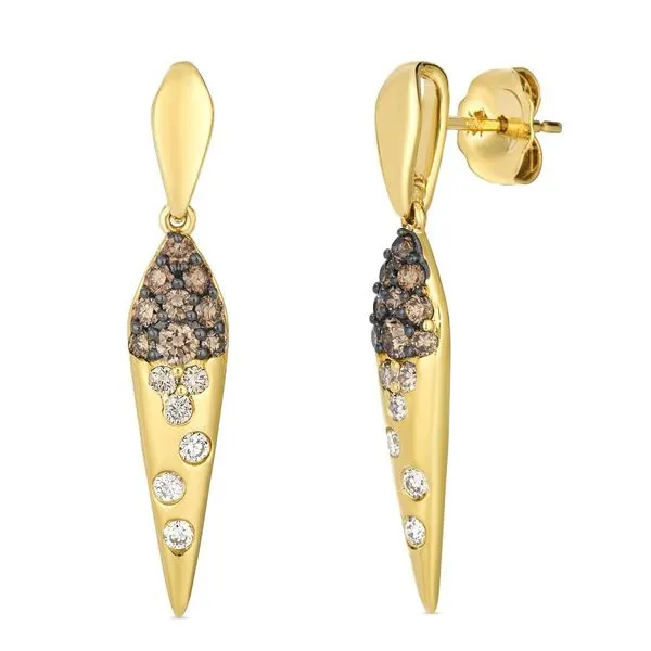 Le Vian 14K Yellow Gold Dangle Post Earrings with Chocolate & Nude Diamonds – .59 CTW MarBill Jewelers Belle Vernon, PA