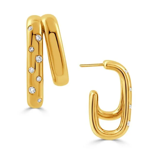 Dove’s Jewelry 18K Yellow Gold Split J Hoop Diamond Earrings – 0.23CTW MarBill Jewelers Belle Vernon, PA