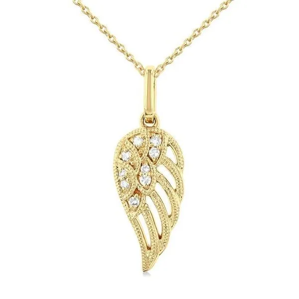 10K Yellow Gold Angel Wing Pendant with Chain – 0.05 CTW Diamonds MarBill Jewelers Belle Vernon, PA