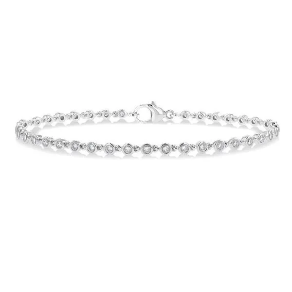 14K White Gold 1.00CTW Diamond Bezel-Set Tennis Bracelet MarBill Jewelers Belle Vernon, PA