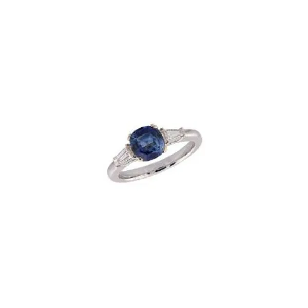 14K Yellow Gold & 950 Platinum Ring with Ceylon Sapphire & Diamond Baguettes – 0.28 CTW Diamonds MarBill Jewelers Belle Vernon, PA